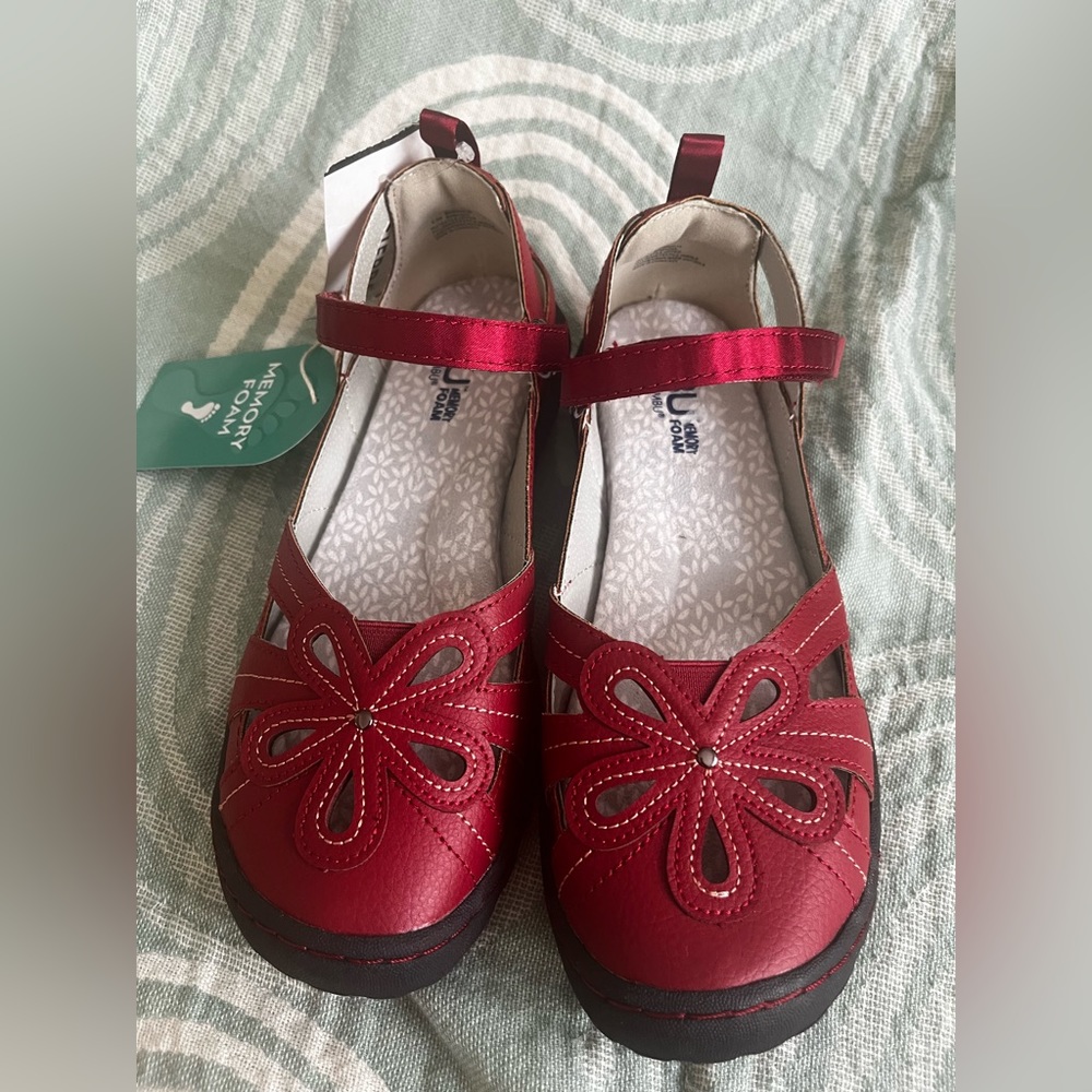 Red Magnolia Mary Jane shoes